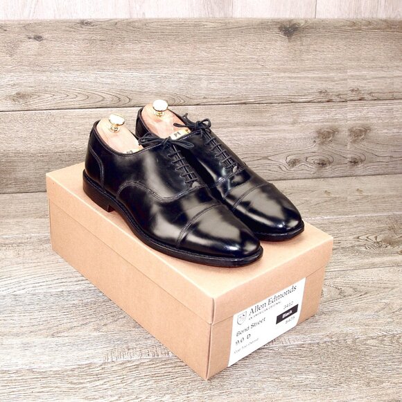 Allen Edmonds BOND STREET Cap Toe Oxford 9 D Black * add $15 new Trees - Picture 12 of 13